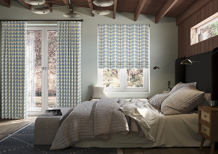 Orla Kiely Two Colour Stem, Powder Blue - Roman Blind - Image 3